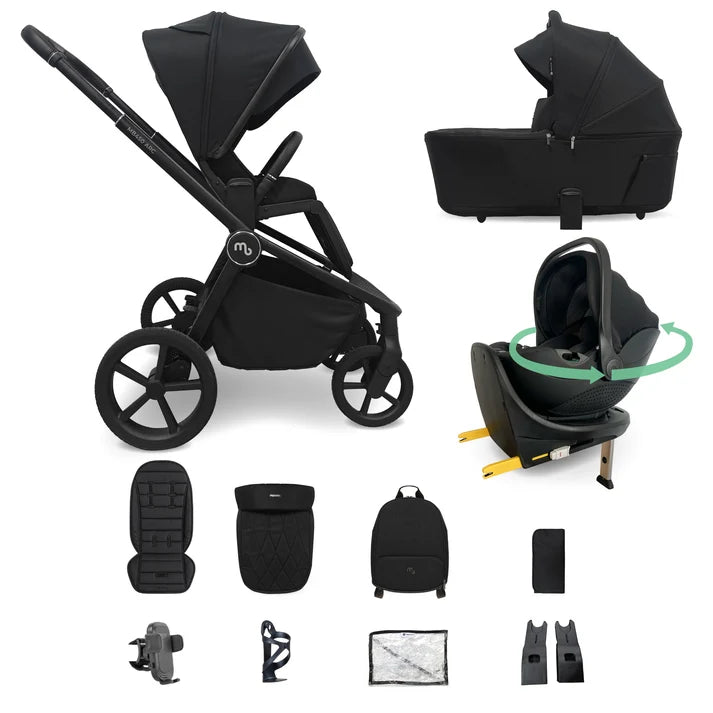 My Babiie MB450 ARC 3-in-1 Travel System + Spin ISOFIX Base – Onyx Black