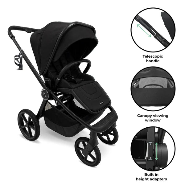 My Babiie MB450 ARC 2-in-1 Pushchair with Folding Carrycot – Onyx Black