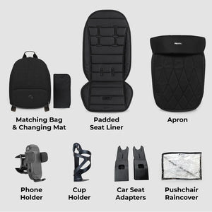 My Babiie MB450 ARC 2-in-1 Pushchair with Folding Carrycot – Onyx Black