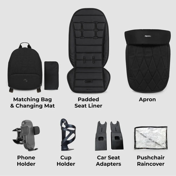 My Babiie MB450 ARC 2-in-1 Pushchair with Folding Carrycot – Onyx Black