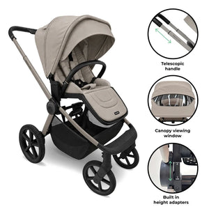 My Babiie MB450 ARC 2-in-1 Pushchair with Folding Carrycot – Champagne Taupe