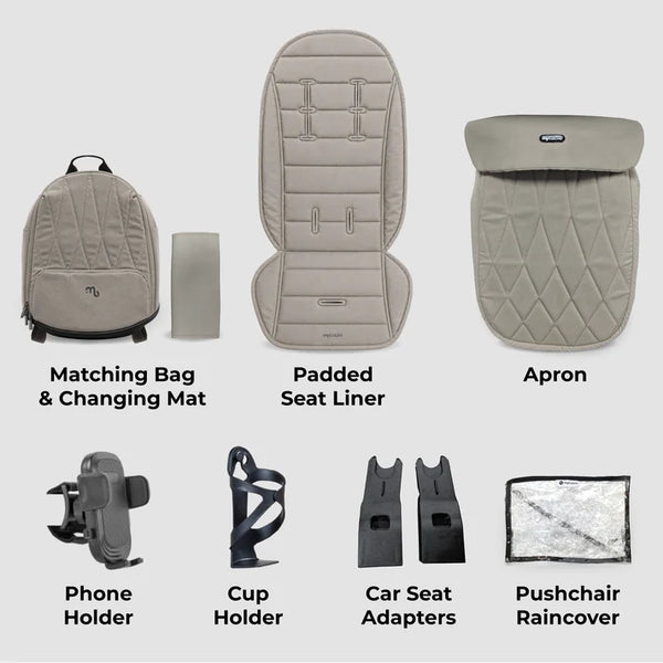 My Babiie MB450 ARC 2-in-1 Pushchair with Folding Carrycot – Champagne Taupe