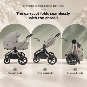 My Babiie MB450 ARC 2-in-1 Pushchair with Folding Carrycot – Champagne Taupe