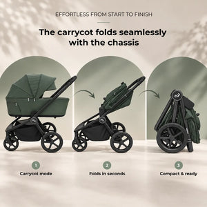 My Babiie MB450 ARC 2-in-1 Pushchair with Folding Carrycot – Himalayan Green