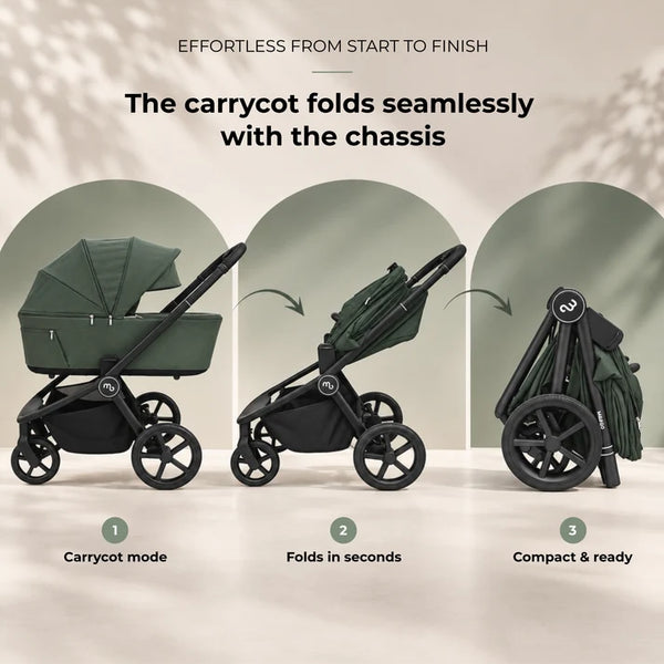 My Babiie MB450 ARC 2-in-1 Pushchair with Folding Carrycot – Himalayan Green