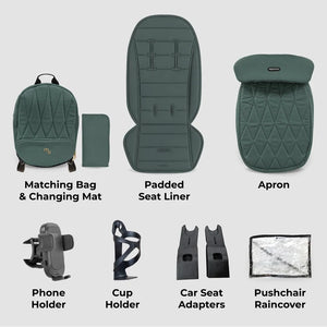 My Babiie MB450 ARC 2-in-1 Pushchair with Folding Carrycot – Himalayan Green