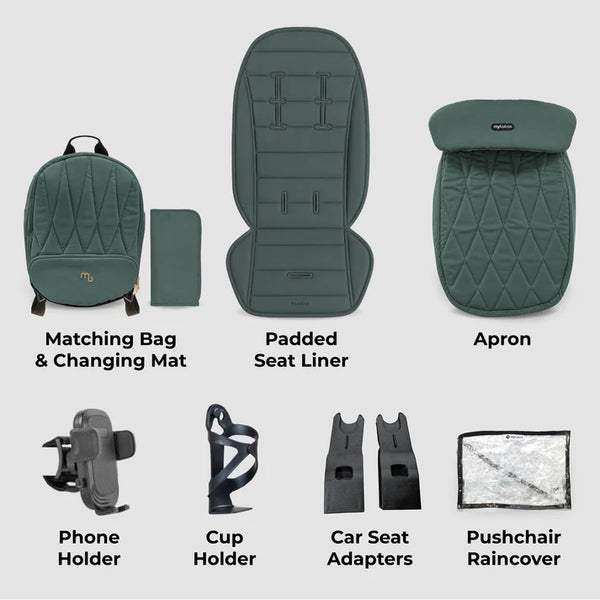 My Babiie MB450 ARC 2-in-1 Pushchair with Folding Carrycot – Himalayan Green