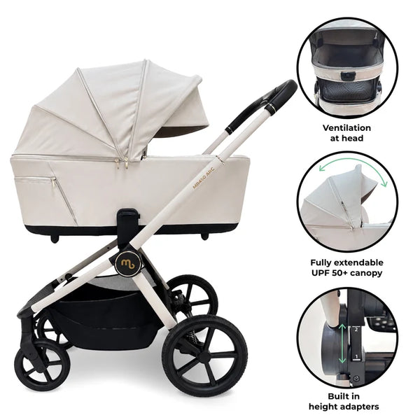 My Babiie MB450 ARC 2-in-1 Pushchair with Folding Carrycot – Royal Ivory