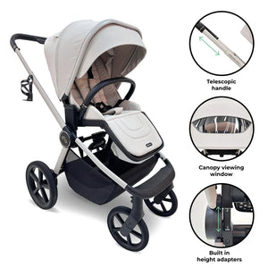 My Babiie MB450 ARC 2-in-1 Pushchair with Folding Carrycot – Royal Ivory