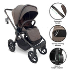 My Babiie MB450 ARC 3-in-1 Travel System + Spin ISOFIX Base – Mocha Atelier