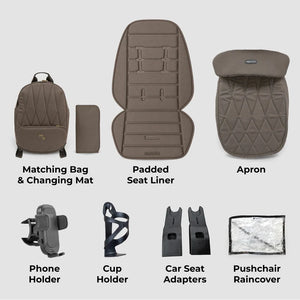 My Babiie MB450 ARC 2-in-1 Pushchair with Folding Carrycot – Mocha Atelier