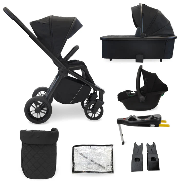 Black my babiie travel system 3 in 1 stroller with iso fix car seat base sleek modern design