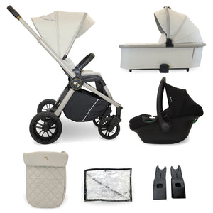 My Babiie travel system 3 in 1 MB450 i-Size ivory beige and black stroller with bassinet car seat and accessories
