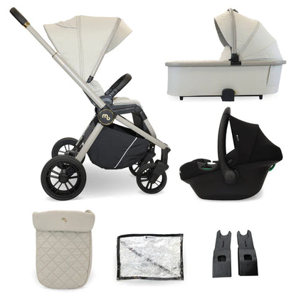 My Babiie travel system 3 in 1 MB450 i-Size ivory beige and black stroller with bassinet car seat and accessories