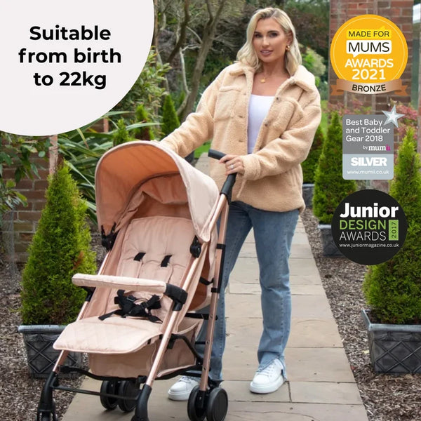 My Babiie MB51 Plus Stroller with Rain cover - Rose Gold Blush