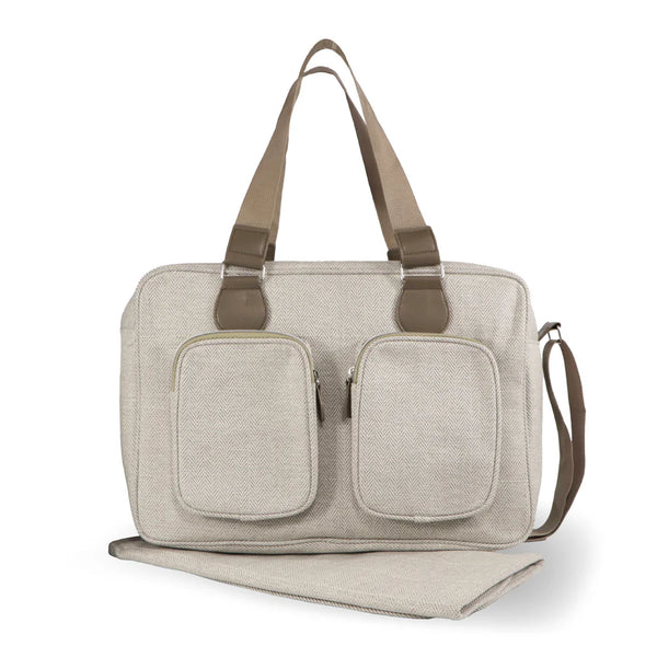 My Babiie Deluxe Changing Bag - Oatmeal Herringbone