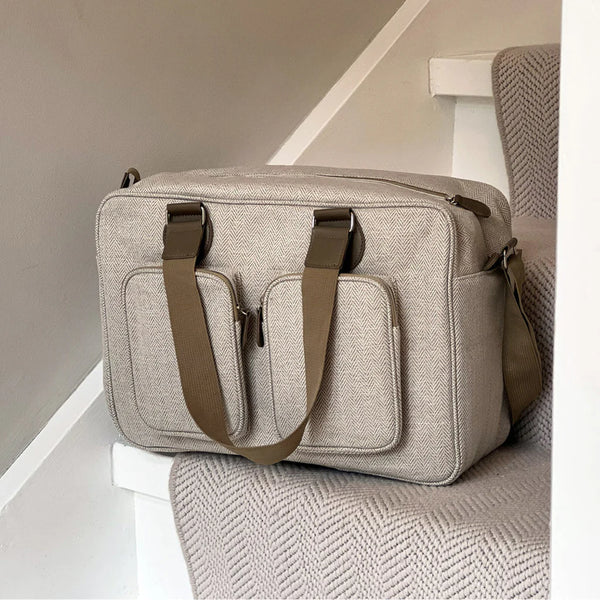 My Babiie Deluxe Changing Bag - Oatmeal Herringbone