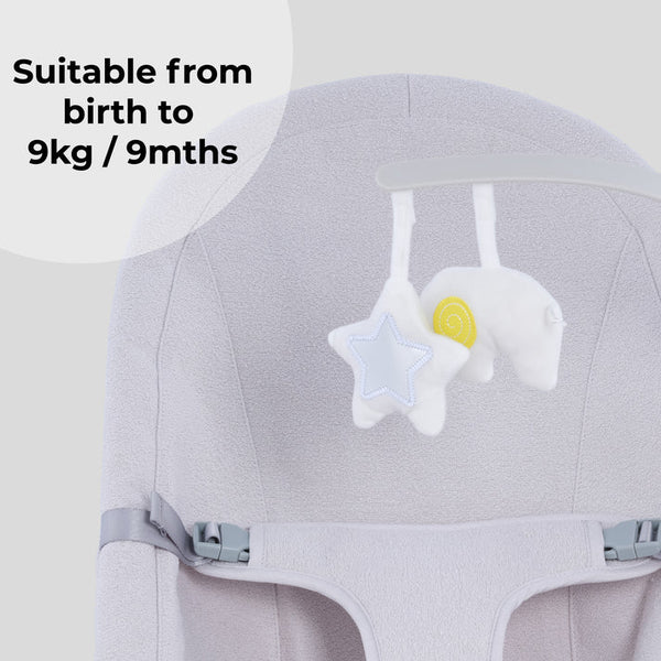 My Babiie Baby Bouncer with Toy Bar - Grey