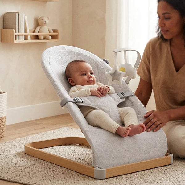 My Babiie Baby Bouncer with Toy Bar - Grey
