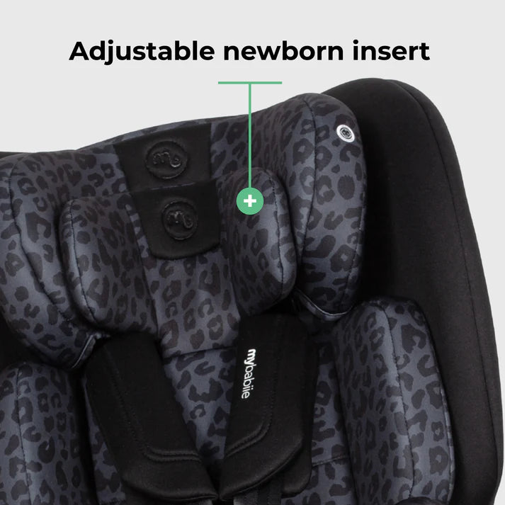My Babiie MBCS200 Spin R129 Car Seat with Top Tether - Black Leopard
