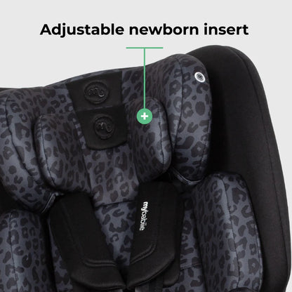 My Babiie MBCS200 Spin R129 Car Seat with Top Tether - Black Leopard