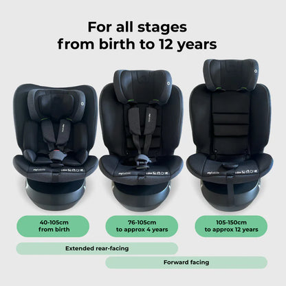 My Babiie MBCS200 Spin R129 Car Seat with Top Tether - Black