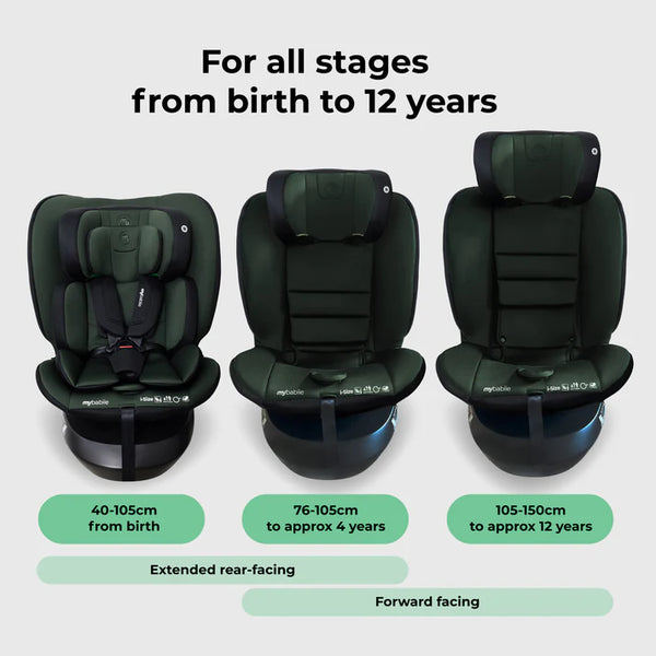My Babiie MBCS200 Spin R129 Car Seat with Top Tether - Green