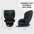 My Babiie MBCS200 Spin R129 Car Seat with Top Tether - Green