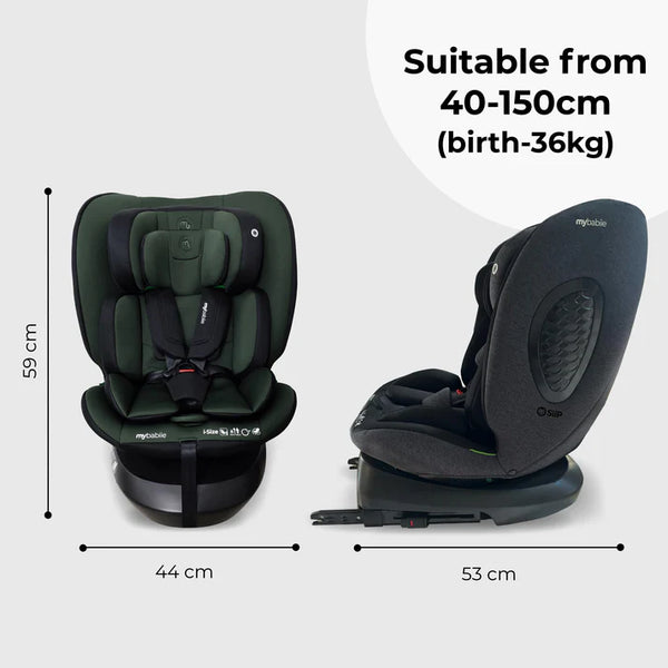 My Babiie MBCS200 Spin R129 Car Seat with Top Tether - Green