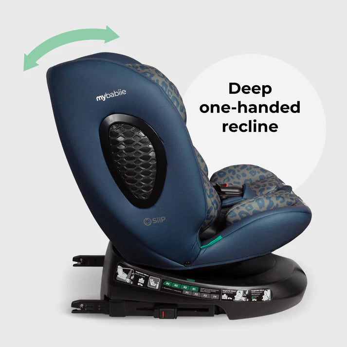My Babiie MBCS200 Spin R129 Car Seat with Top Tether - Navy Leopard