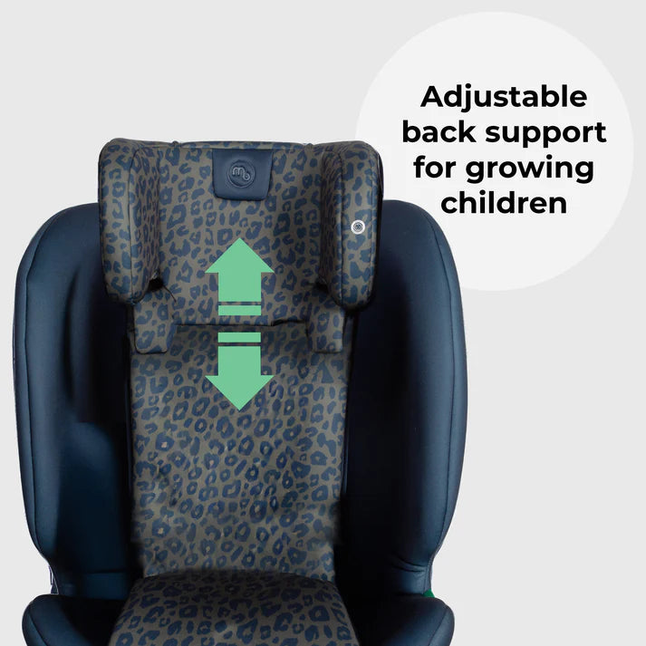 My Babiie MBCS200 Spin R129 Car Seat with Top Tether - Navy Leopard