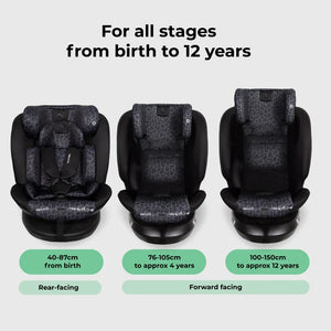 My Babiie MBCS300 Easy Spin Car Seat with Top Teather in Black Leopard – Grows from Newborn to 12 Years