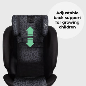 My Babiie MBCS300 Easy Spin Car Seat with Top Teather in Black Leopard – Grows from Newborn to 12 Years