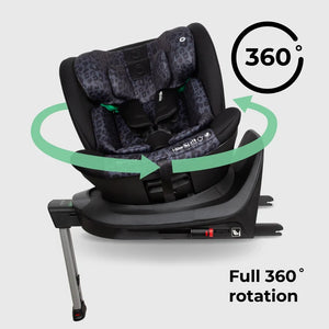 My Babiie MBCS400 Spin R129 Car Seat with Support Leg - Black Leopard