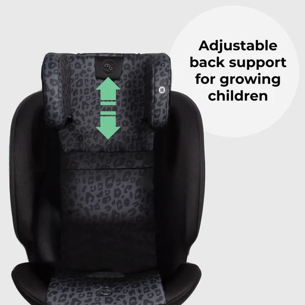 My Babiie MBCS400 Spin R129 Car Seat with Support Leg - Black Leopard