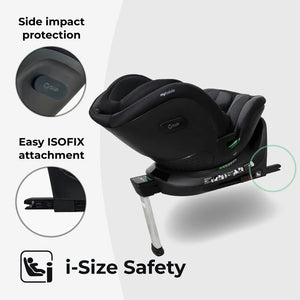 My Babiie MBCS400 Spin R129 Car Seat with Support Leg - Black Leopard