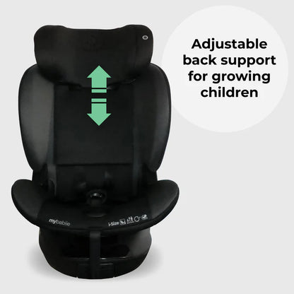 My Babiie MBCS400 Spin R129 Car Seat with Support Leg - Black