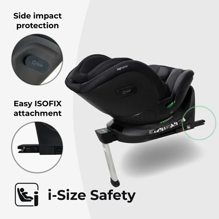 My Babiie MBCS400 Spin R129 Car Seat with Support Leg - Black