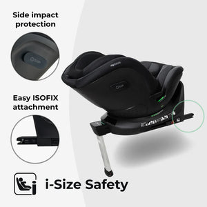 Black mybabiie mbcs400 spin r129 convertible car seat with side impact protection and easy isofix attachment