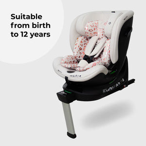 Mybabysafe my babiie mbcs400 spin r129 pink leopard convertible car seat with support leg and black base