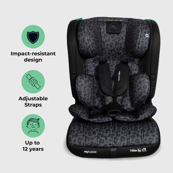 My Babiie MBCS50 Toddler to Booster R129 Car Seat - Black Leopard