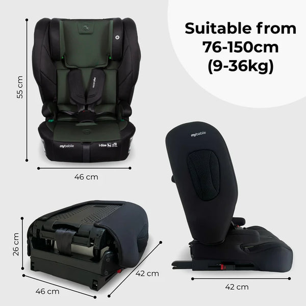 My Babiie MBCS80 Foldable i-Size Isofix Toddler Booster Seat - Green