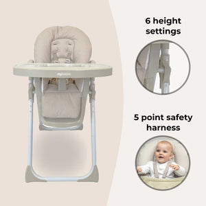 My Babiie MBHC8 Premium Highchair in Oatmeal Herringbone