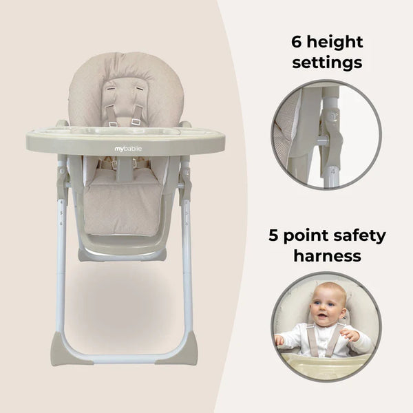 My Babiie MBHC8 Premium Highchair in Oatmeal Herringbone