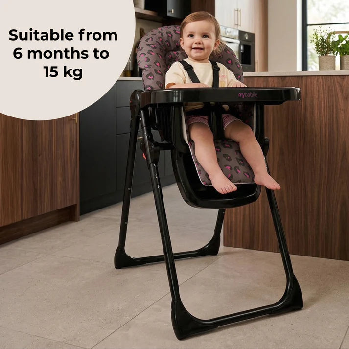 My Babiie MBHC8 Premium Highchair in Hot Pink Leopard