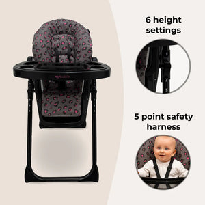 My Babiie MBHC8 Premium Highchair in Hot Pink Leopard