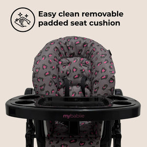 My Babiie MBHC8 Premium Highchair in Hot Pink Leopard