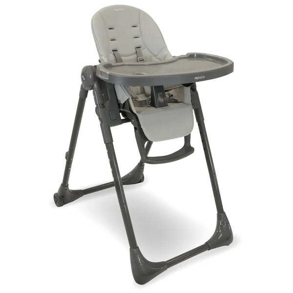 My Babiie MBHC9 Luxe highchair in grey with padded seat and tray for comfortable baby feeding