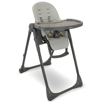 My Babiie MBHC9 Luxe highchair in grey with padded seat and tray for comfortable baby feeding