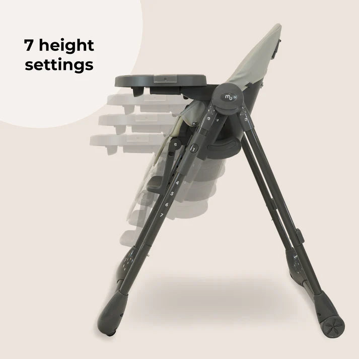 My babiie mbhc9 luxe highchair in grey with gray and black adjustable design and 7 height settings for versatility